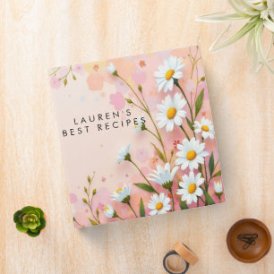 Daisy Pattern Recipe Cute Floral Binder