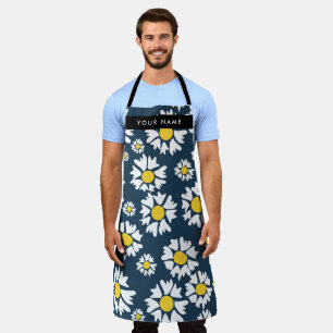 Daisy Pattern, White Daisies, Your Name Apron