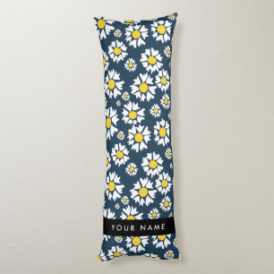 Daisy Pattern, White Daisies, Your Name Body Pillow