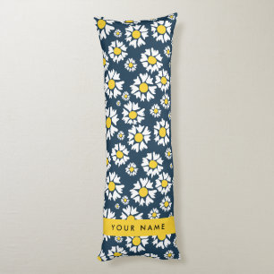 Daisy Pattern, White Daisies, Your Name Body Pillow