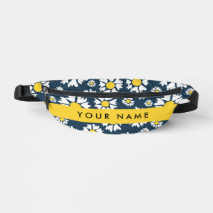 Daisy Pattern, White Daisies, Your Name Fanny Pack