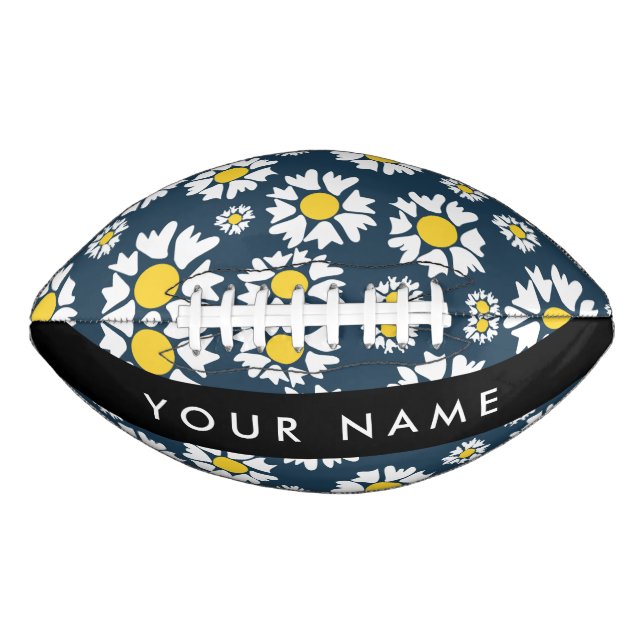 Daisy Pattern, White Daisies, Your Name Football (Front)