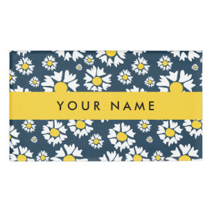 Daisy Pattern, White Daisies, Your Name Name Tag