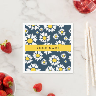 Daisy Pattern, White Daisies, Your Name Napkin