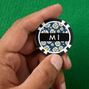 Daisy Pattern, White Daisies, Your Name Poker Chips