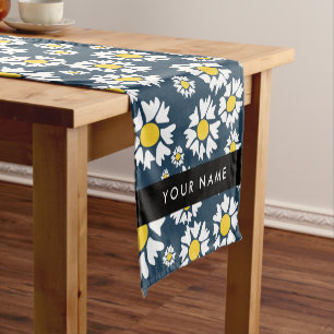 Daisy Pattern, White Daisies, Your Name Short Table Runner