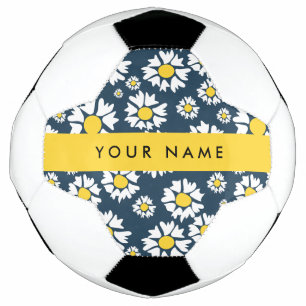 Daisy Pattern, White Daisies, Your Name Soccer Ball