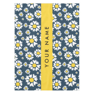 Daisy Pattern, White Daisies, Your Name Tablecloth