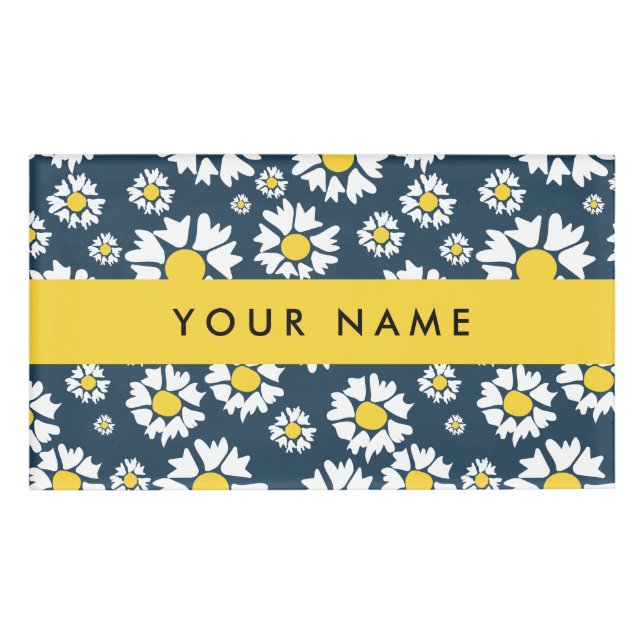 Daisy Pattern, White Daisies, Your Name Tag (Front)