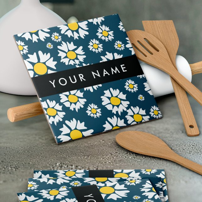 Daisy Pattern, White Daisies, Your Name Tile (Creator Uploaded)
