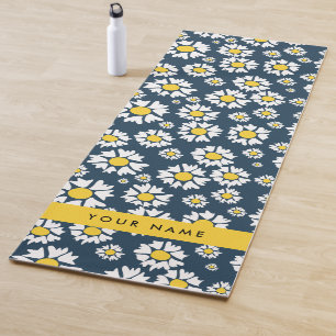 Daisy Pattern, White Daisies, Your Name Yoga Mat