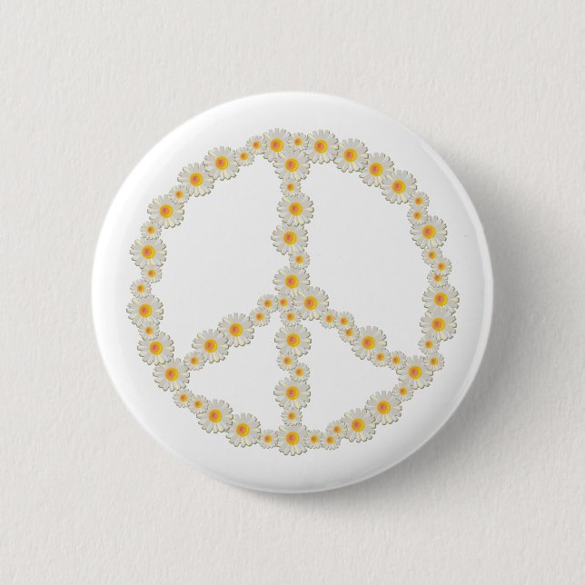 Daisy Peace 2 Inch Round Button (Front)