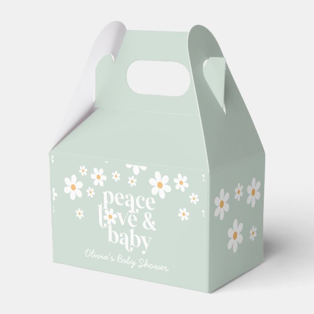 Daisy Peace Love Baby Retro Baby Shower Favour Box (Front Side)