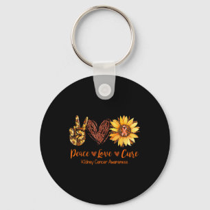 Daisy Peace Love Cure Kidney Cancer Awareness Gift Keychain