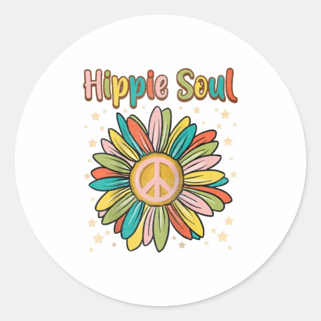 Daisy Peace Sign Hippie Soul  Cute Daisy Classic Round Sticker (Front)