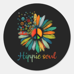 Daisy Peace Sign Hippie Soul Flower Lovers Gifts  Classic Round Sticker