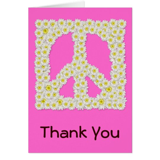 Daisy Peace Sign Thank You Note Card