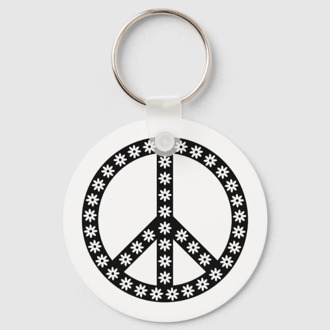 Daisy Peace Symbol Keychain (Front)