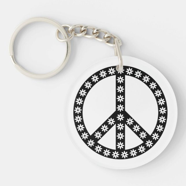 Daisy Peace Symbol Keychain (Front)