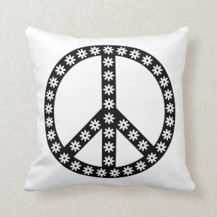 Daisy Peace Symbol Throw Pillow