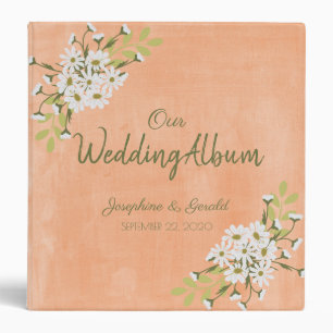 Daisy & Peach Floral Wedding Photo Album Binder