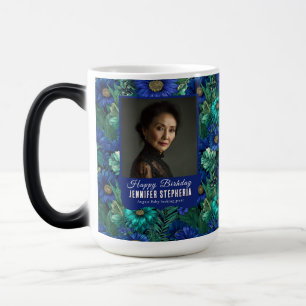 Daisy Petal Surprise Birthday Mom Custom Blue Magic Mug