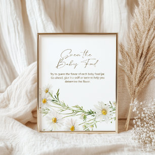 Daisy Petals Floral Baby Food Baby Shower Game Poster