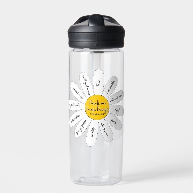 Daisy Philippians 4:8  clear water bottle (Front)