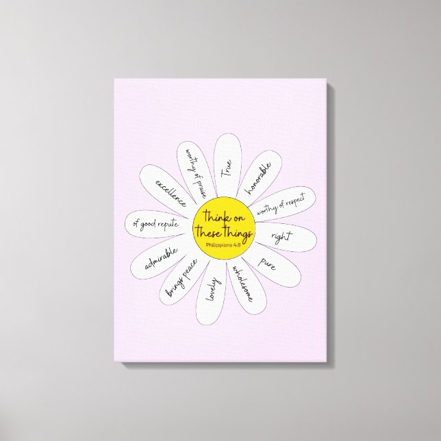 Daisy Philippians 4:8 Decorative Canvas Print (Front)