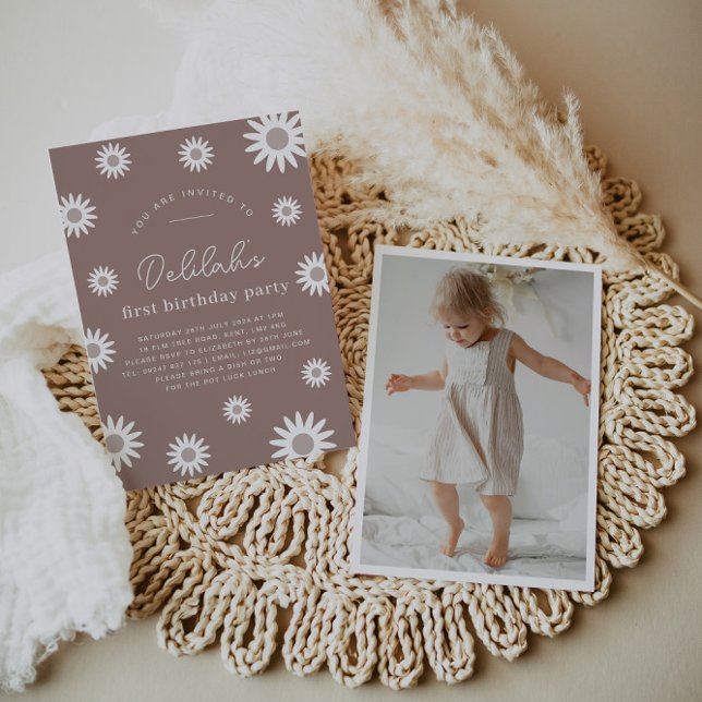 Daisy Photo Anniversaire Invitation (Créateur téléchargé)