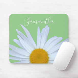 Daisy Photo Green Elegant White Script Mouse Pad
