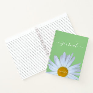 Daisy Photo Green White Script Name Notebook