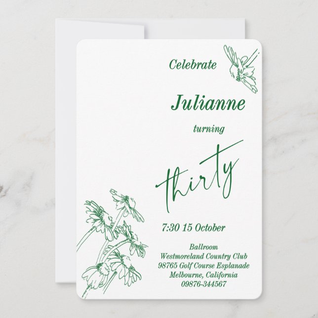 Daisy  Photo Thirtieth Birthday Party Invitation (Front)
