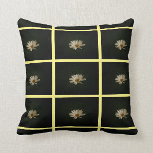 Daisy Photo Windowpane Grid Pattern Throw Pillow