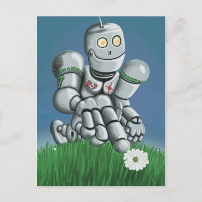 Daisy Picking Robot Postcard (Front)