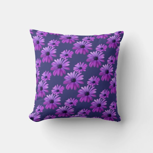 Daisy Pillows Blue Daisies Pillows Flower Decor (Front)
