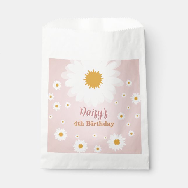 Daisy Pink Any Age Birthday  Favour Bag (Front)