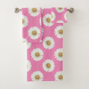 Daisy Pink Bath Towel Set