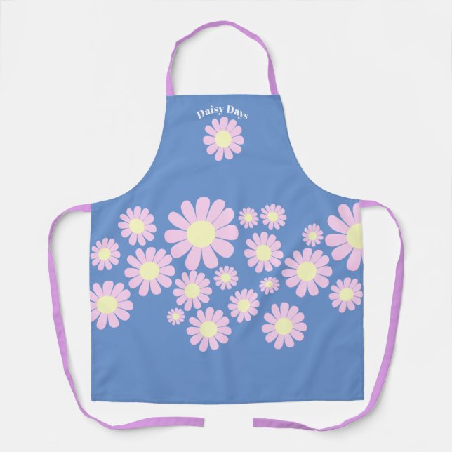 Daisy Pink Blue  Apron (Front)