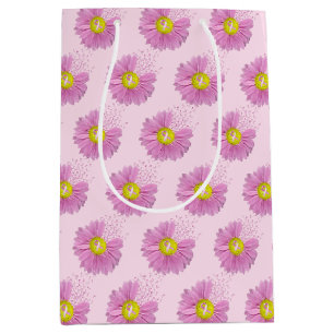 Daisy Pink Breast Cancer Survivor Ribbons  Medium Gift Bag