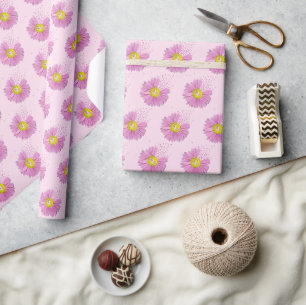 Daisy Pink Breast Cancer Survivor Ribbons  Wrapping Paper
