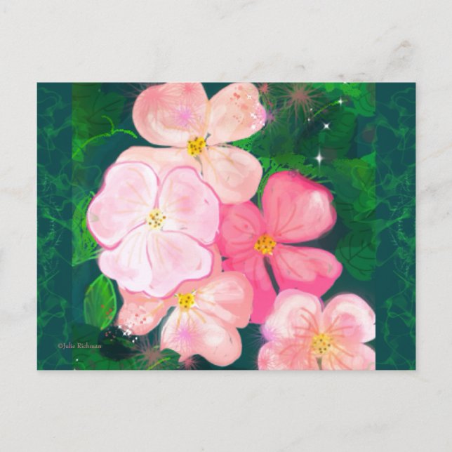 Daisy Pink Flower Postcard 2 (Front)