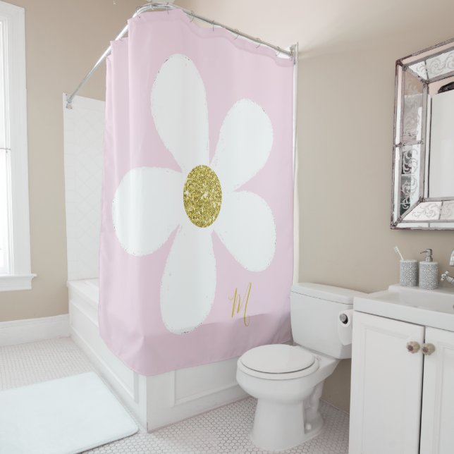 Daisy Pink White Simple  Floral Gold Personal (In Situ)