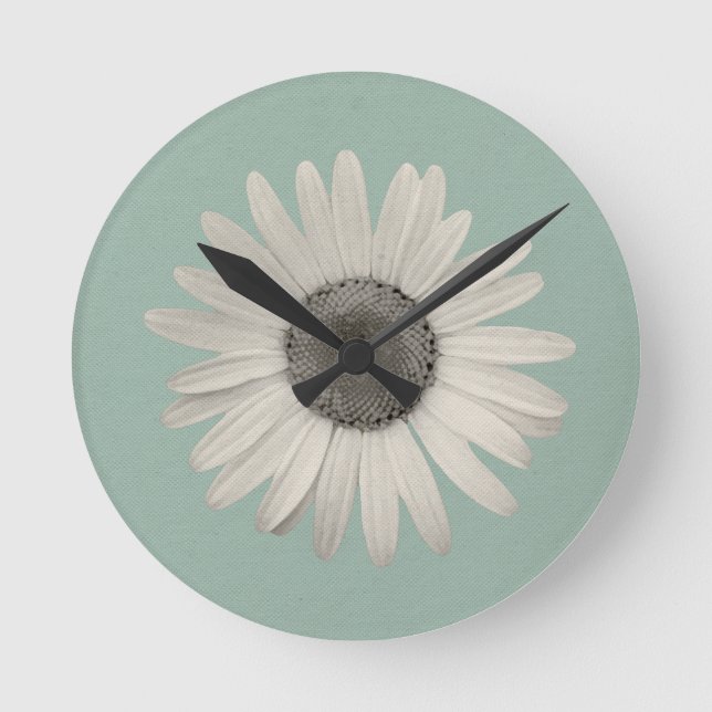 Daisy Pop of Colour Seafoam Green Round Clock (Front)