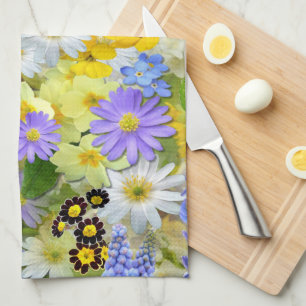 Daisy ,Primrose, Daffodil Flowers Kitchen Towel