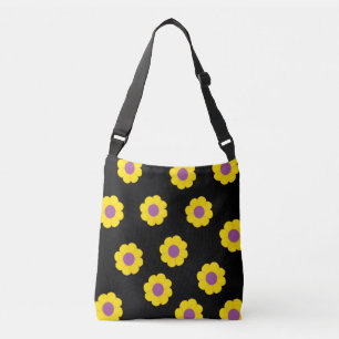Daisy Print Cross Body Bag Floral Yellow and Black