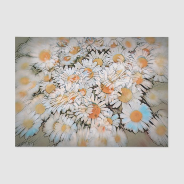 Daisy Print White Flower Art Decoupage Tissue Paper (Front)