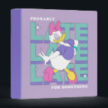 Daisy "Probably Late" Retro Statement Graphic Binder<br><div class="desc">Own your fashionably late status with this chic and sassy Daisy Duck design! Perfectly capturing that "on-the-go" energy, this graphic features a stylish Daisy strutting through a bold, typographic background. The repetitive "LATE" motif in a stacked, 3D block-letter style creates a dynamic sense of movement and retro flair. The color...</div>