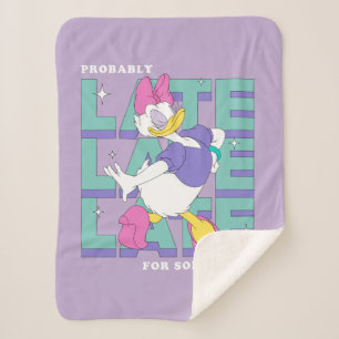 Daisy "Probably Late" Retro Statement Graphic Sherpa Blanket