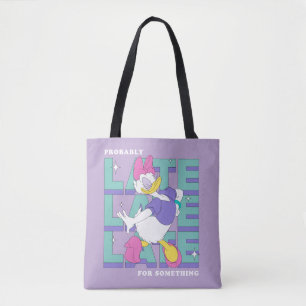 Daisy "Probably Late" Retro Statement Graphic Tote Bag